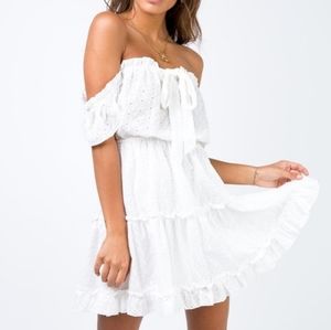 ! S O L D ! Princess Polly White Cotton Eyelet Mini Dress